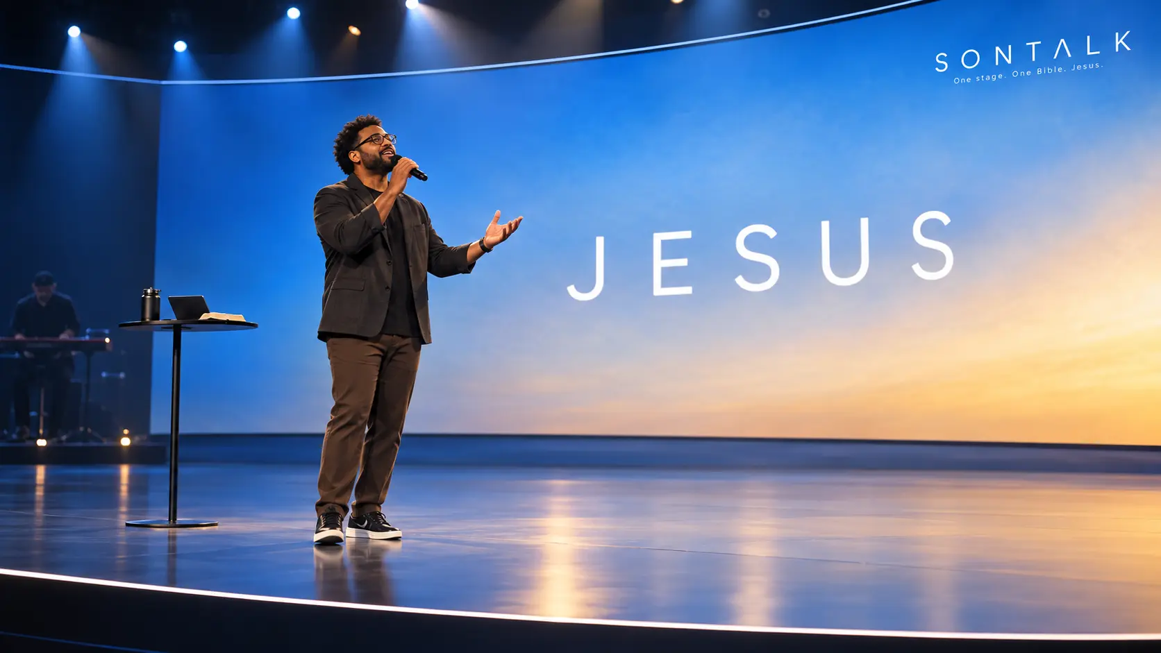 Jesus displayed across the SonTalk stage